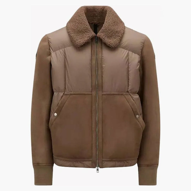 Moncler Gers giubbotto giù per la giacca di pelle marrone