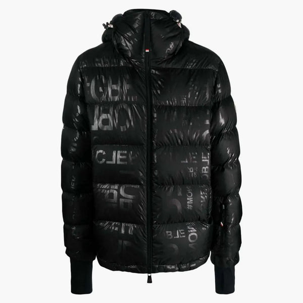Moncler Grenoble allover logo down giacca nera