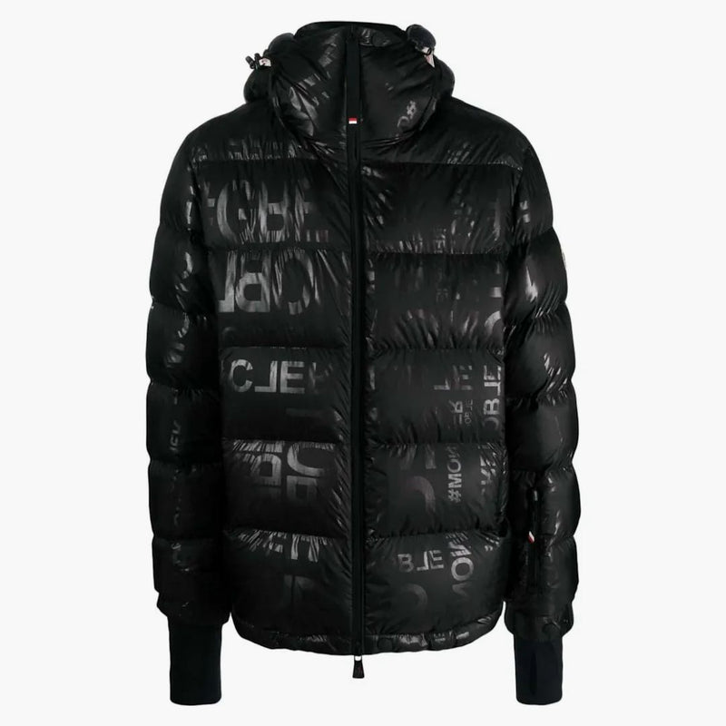 Moncler Grenoble allover logo down giacca nera
