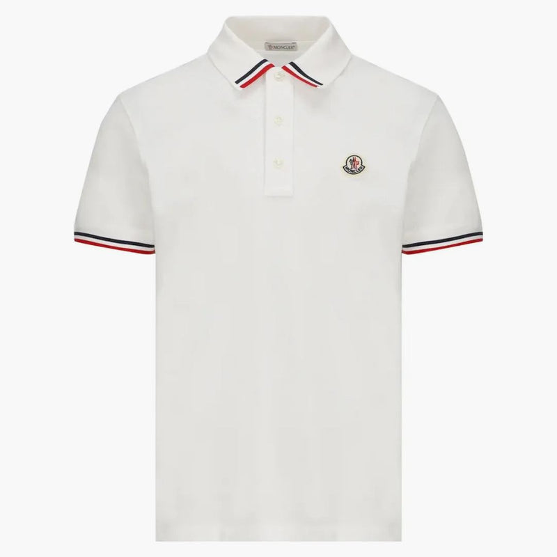 Moncler Logo Patch Biała koszula polo z krótkim rękawem