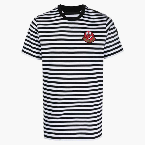 Moncler Logo Patch Striped T-shirt Black/white