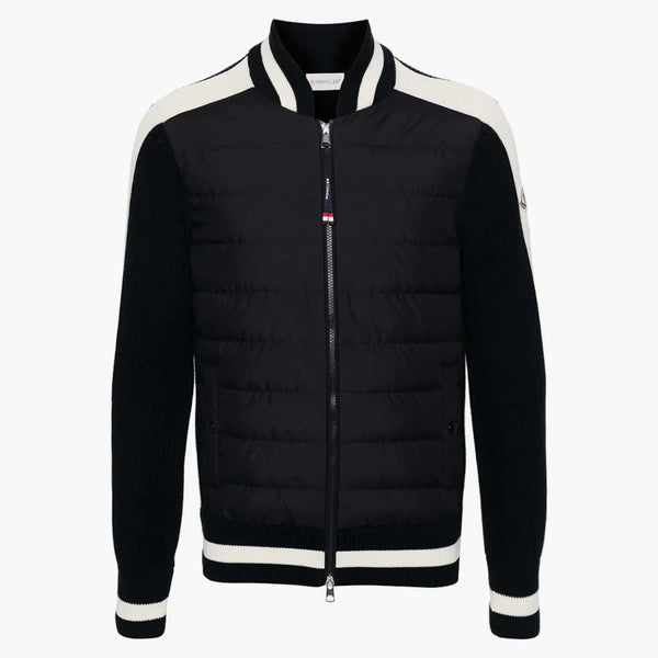 Moncler pikowana panelu bawełniana kurtka niebieska/biała