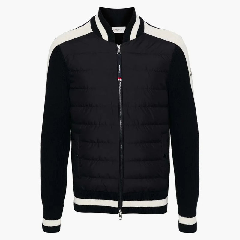 Moncler quiltad panel bomullsjacka blå/vit