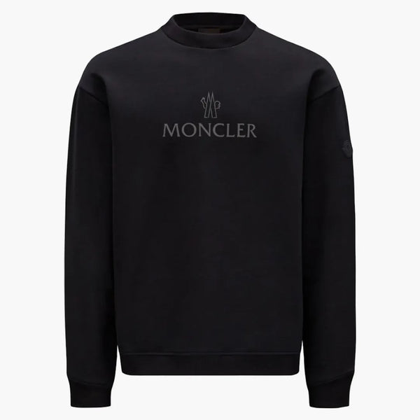 Moncler Refleksyjne logo druk Crewneck bluza Czarna/Czarna