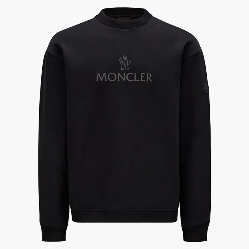 Moncler Reflective Logo Print Crewneck Sweatshirt Black/Black