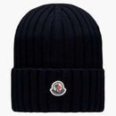 Moncler Ribbed Knit Beanie Navy