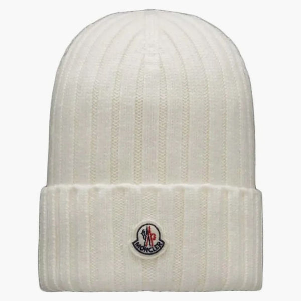 Moncler żebrowana czapka biała
