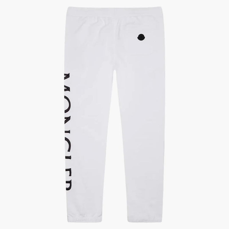 Moncler podzielone haftowane logo spodnie dresowe białe