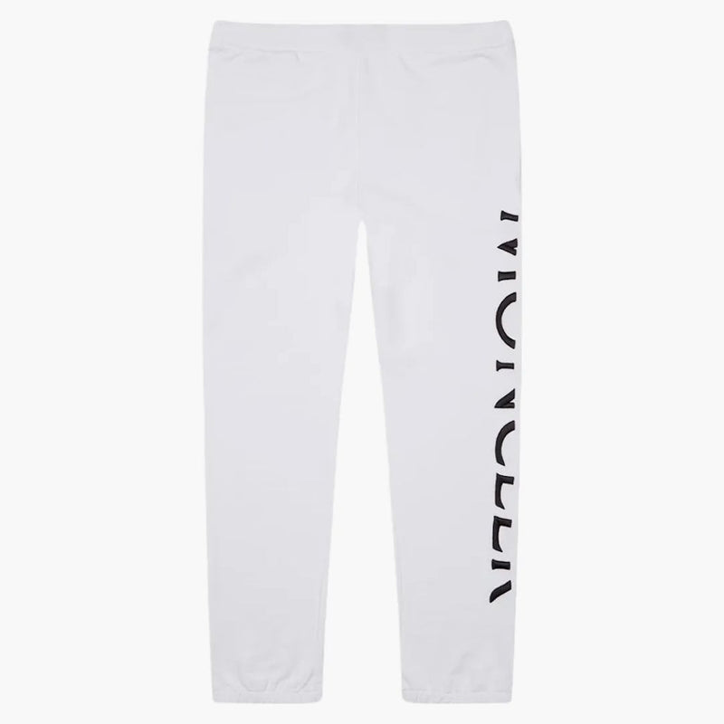 Moncler podzielone haftowane logo spodnie dresowe białe