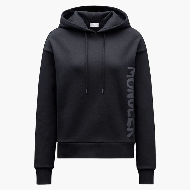 Moncler Women's Metallic Spray Effect Logo Drukuj Bluza Black Black