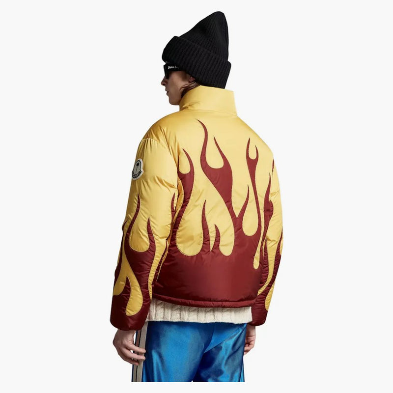 Moncler X Palm Angels Clancy Short Down Jacket Burgundy/yellow
