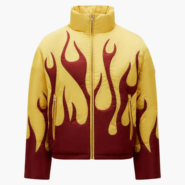 Moncler X Palm Angels Clancy Short Down Jacket Burgundy/yellow