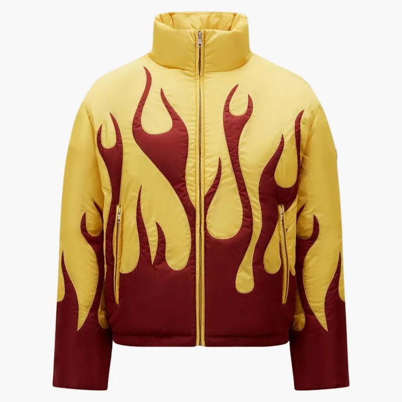 Moncler X Palm Angels Clancy Short Down Jacket Burgundy/yellow