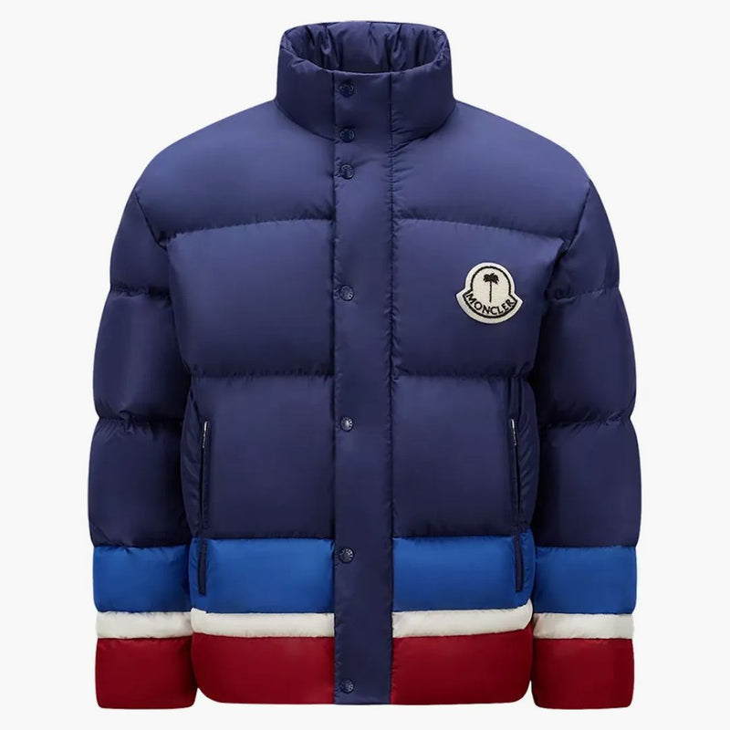 Moncler X Palm Angels Denny Short Down Jacket Blue/Bourgogne/White