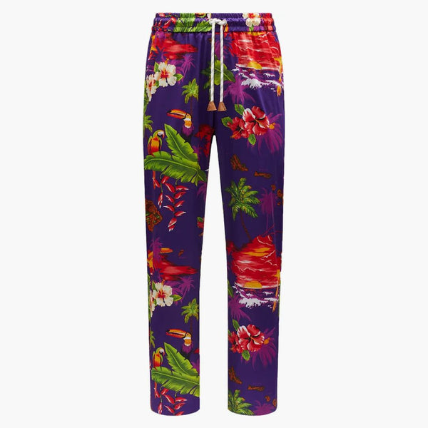 Moncler X Palm Angels Hawaiian Print Trousers Purple Multi Print