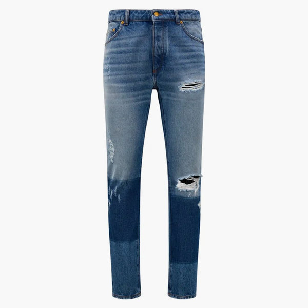 Moncler X Palm Angels Vintage-effect Jeans Ocean Blue