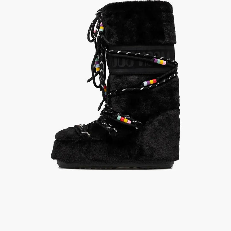 Moon Boot Icon Faux-fur Boot Black Beads