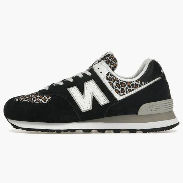 New Balance 574 Black Beige Leopard Print (Dámské)