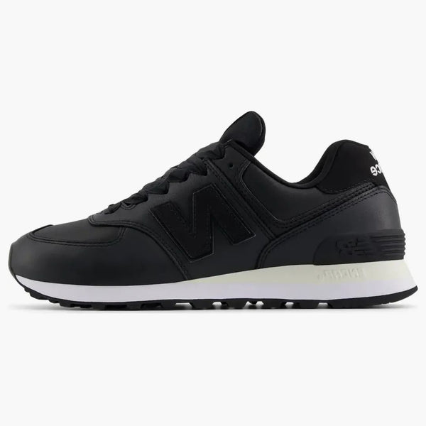 New Balance 574 Black Leather White (women's)