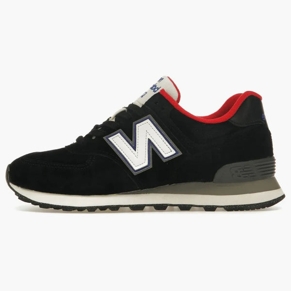 New Balance 574 Black White Varsity Red (women's)
