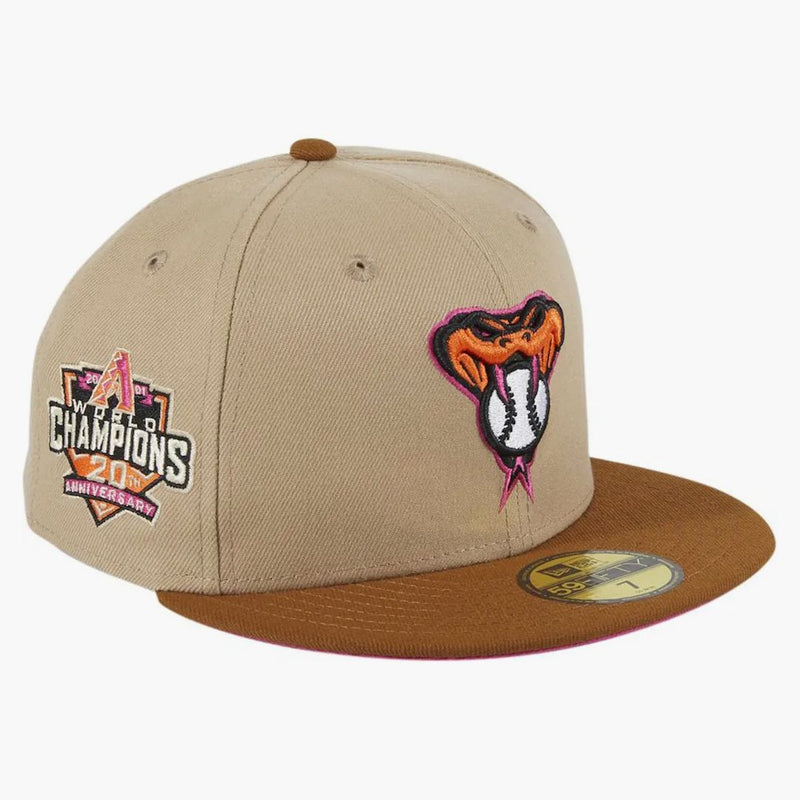 Nová éra Arizona Diamondbacks PBJ 20. výročí šampionů Patch Snakehead má klub exkluzivní 59fifty namontovaný má opálení/hnědé