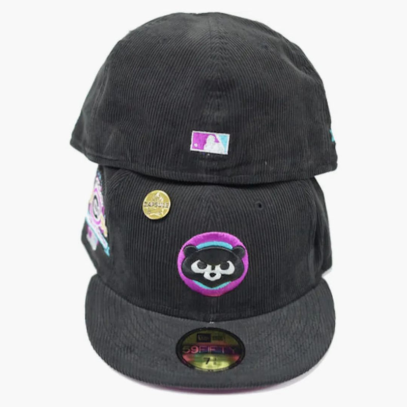 New Era Chicago Cubs Capsule Corduroy Campfire 1990 All Star Game Patch Fitted Hat Fitted Hat Black/purple
