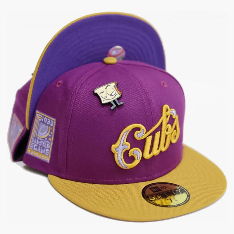 New Era Chicago Cubs Script Capsule Pbj 2.0 Alternate 1933 All Star Game 59fifty Fitted Hat Purple/brown