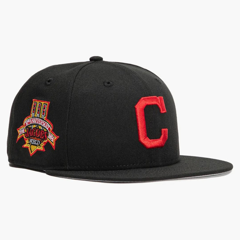 New Era Cleveland Indians Aux Pack Vol 2 Jacobs Field Patch Hat Club Exclusive 59fifty Fitted Hat Black/red