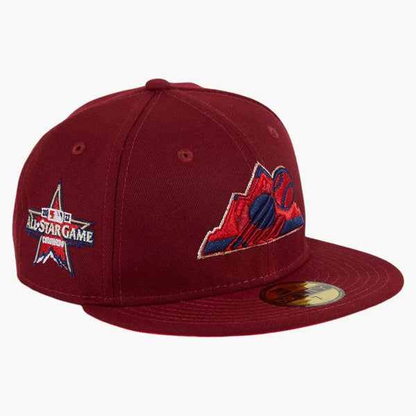 New era Colorado Rockies 2021 All Star Game Patch Mountain Hat Club Exclusive 59fifty Fitted has Cardinal/Red