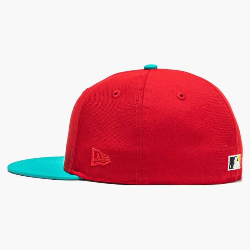New Era Los Angeles Angels Captain Planet 2.0 25th Anniversary Patch Logo Hat Club Exclusive 59fifty Fitted Hat Red/teal