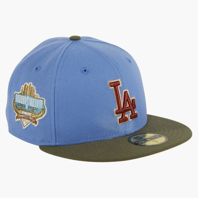 New era los Angeles Dodgers Great Outdoors 40th Anniversary Stadium Patch Has Club Exclusive 59fifty Fitted Has indigo/olive