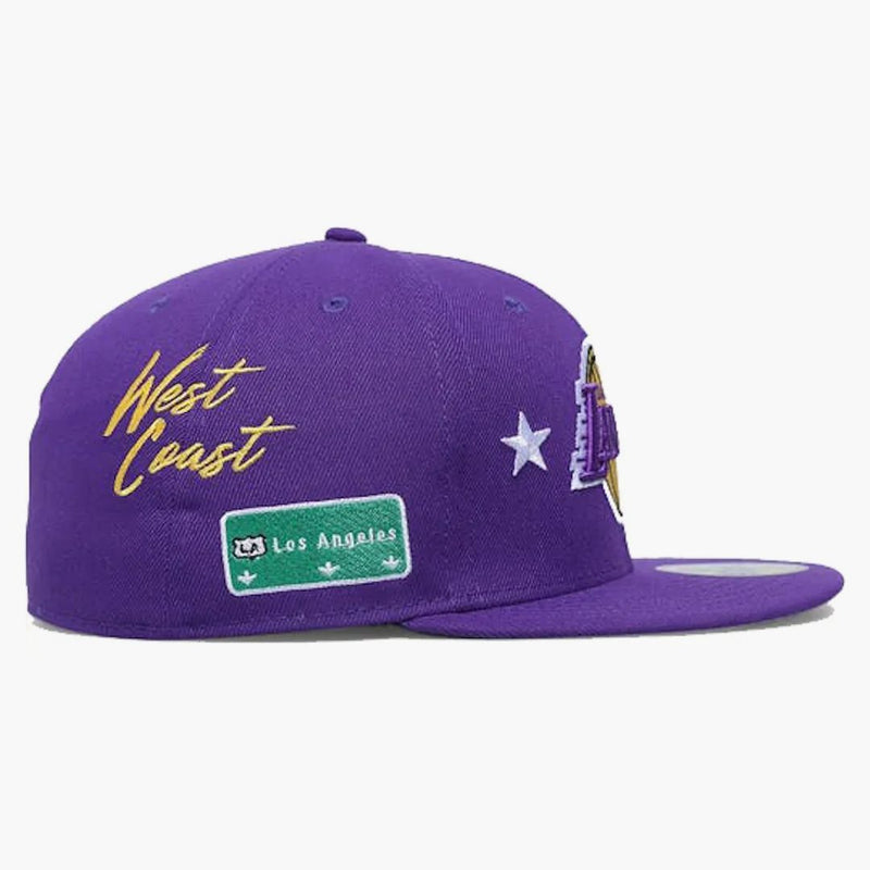 Nueva era Los Angeles Lakers City Transit 59 Cifty Fited tiene púrpura