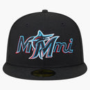 New Era Miami Marlins Overlap 59fifty Fitted Hat Black