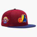 New era montreal Expos sangria 25th anniversary patch has club exclusive 59fifty Fitted has Cardinal/Royal