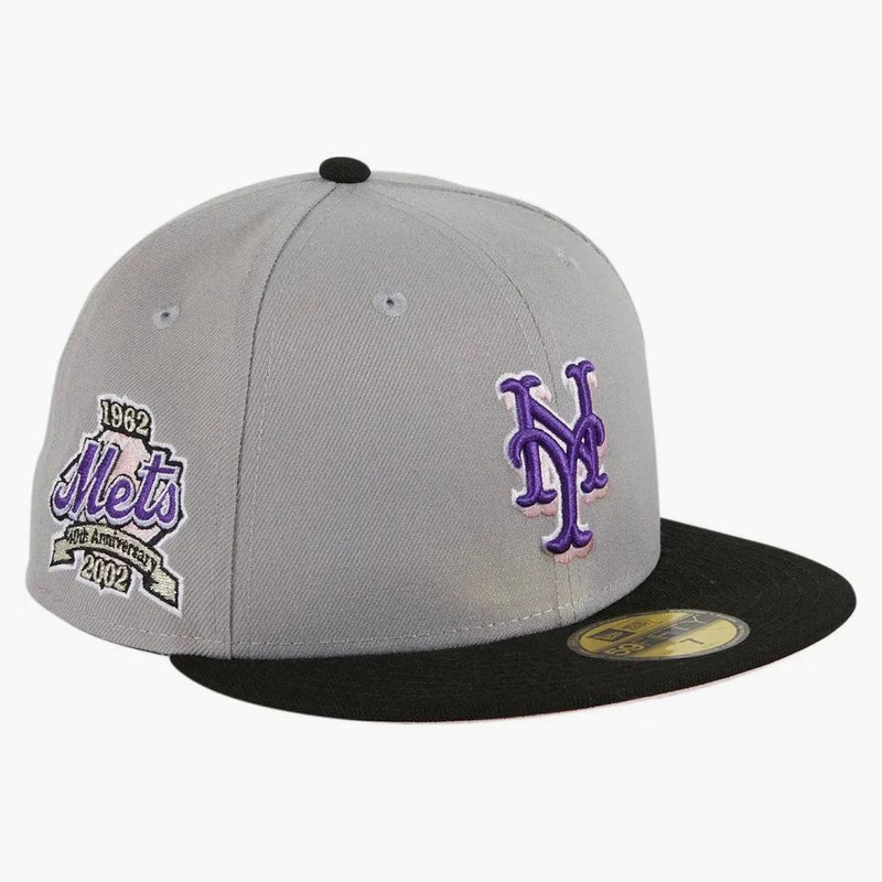 Nová éra New York Mets Fuji 40. výročí Patch má klubový exkluzivní 59fifty namontovaný klobouk šedá/černá