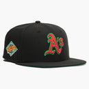 New era Oaklands Athletics aux Pack Vol 2 25th Anniversary Patch has Club Exclusive 59fifty Fitted Hat Black/Red/Kelly