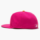 New Era Oakland Athletics Beer Pack 25th Anniversary Patch Hat Club Exclusive 59fifty Fitted Hat Magenta/yellow