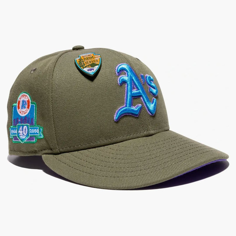 New Era Oakland Athletics Capsule Brim Service Colecția de 40 de ani 59Fifty Mons are verde/Purple