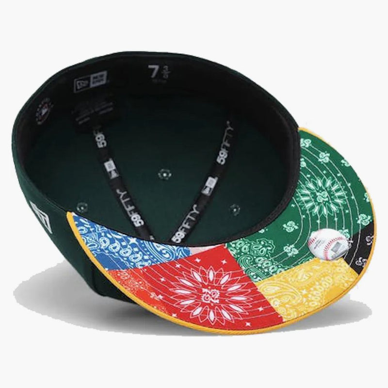 New Era Oakland Athletics Patchwork Paisley Undervisor 59fifty Fitted Hat Dark Green