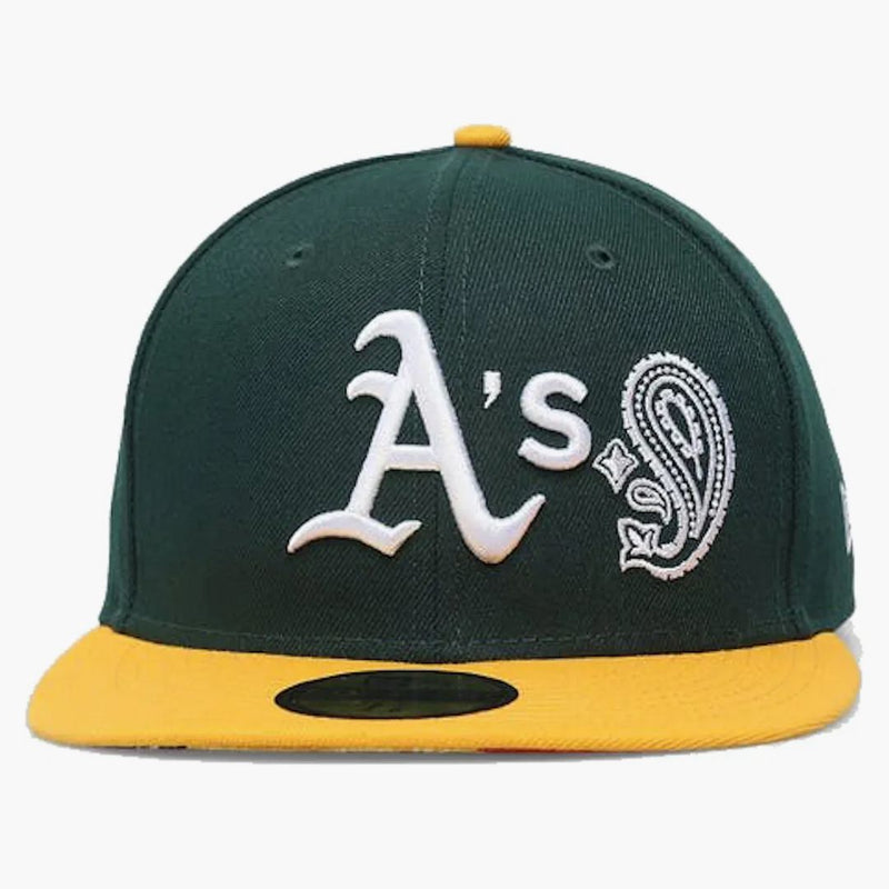 New Era Oakland Athletics Patchwork Paisley Undervisor 59fifty Fitted Hat Dark Green