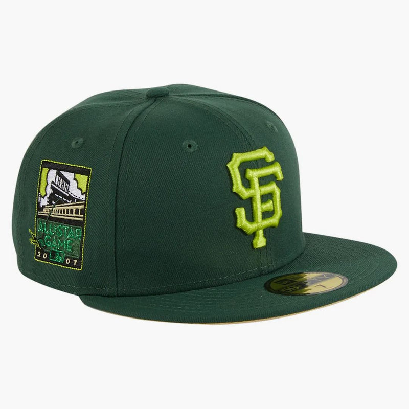 Nová éra San Francisco Giants Crocodile 2007 All Star Game Patch Hat Club Exkluzivní 59FIFTY FITTED HAS Green/Neon Yellow