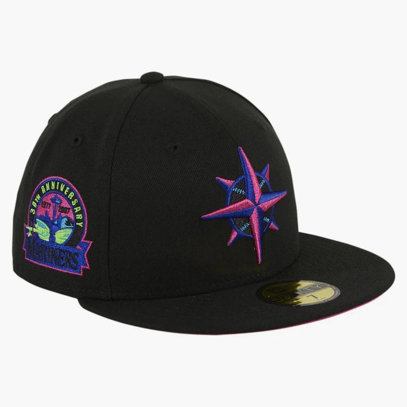 New era Seattle Mariners cyberpunks 30th anniversary patch has club exclusive 59fifty fitted has navy