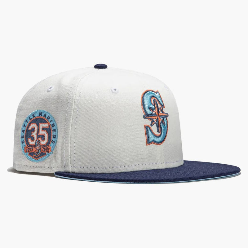 New era Seattle Mariners Monaco 35th anniversary patch alternate has club exclusive 59fifty fitted has stone/peach