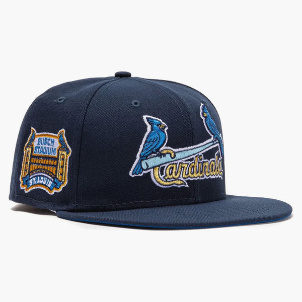 New era st louis cardinals beer pack bush stage patch jersey has club exclusive 59fifty fitted has navy/light blue