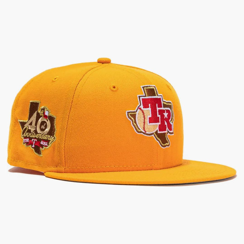 Nowa era Texas Rangers Pack Pack 40th Anniversary Patch ma Ekskluzywny 59 Fifty Monted ma złoto/brąz