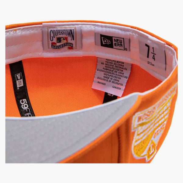 New era Texas Rangers Burger Pack 2020 Inaugural Season Patch Has Club Exclusive 59fifty Fitted Hat Light Orange/White