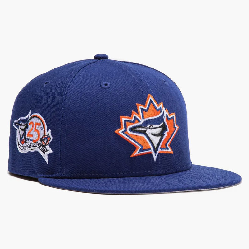 New Era Toronto Blue Jays Burger Pack 25th Anniversary Patch Hat Club Exclusive 59fifty Fitted Hat Royal/orange