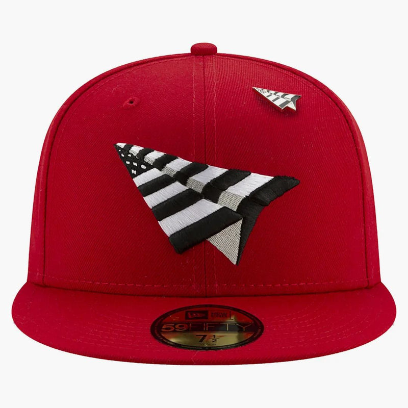 New era X Paper Planes Crimson Crown Fitted has red