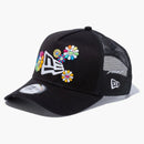 New era X Takashi Murakami A-Frame Trucker Flower Flag 9 Forforty Hats Black