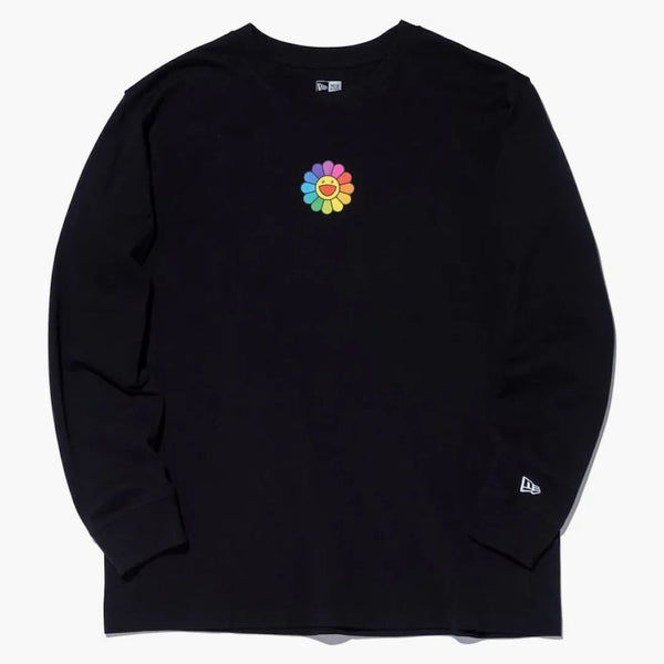 Nová éra x Takashi Murakami Flower Flag uvolněná fit l/s čaj černá